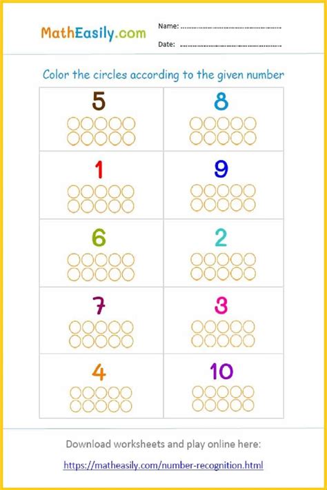 Number Recognition Worksheets