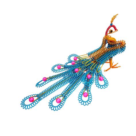 Peacock Ornament Eye Catching Decor Colorful Aluminum Wire Weaving