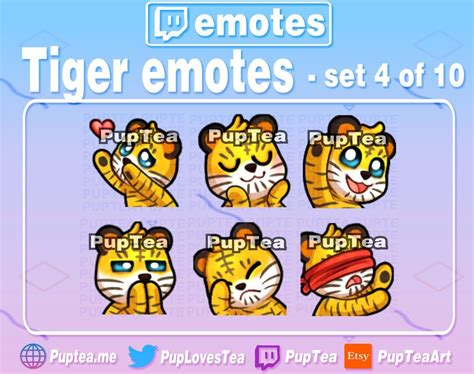 6x Cute Tiger Emotes Pack For Twitch Youtube Tiktok And Discord Set 4