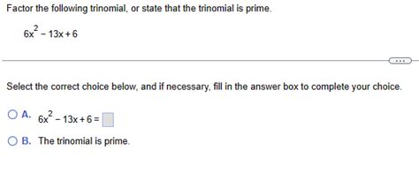 Solved Factor The Following Trinomial Or State That The