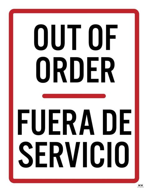 Out Of Order Signs Free Printable Signs