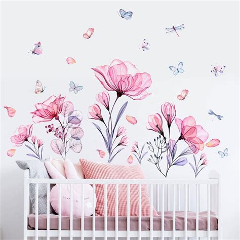 Amazon Large Peony Flower Wall Stickers Watercolor Floral Wall