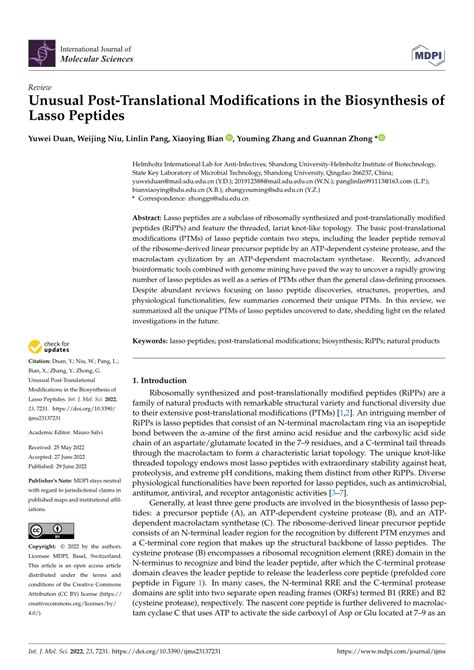 Pdf Unusual Post Translational Modifications In The Biosynthesis Of