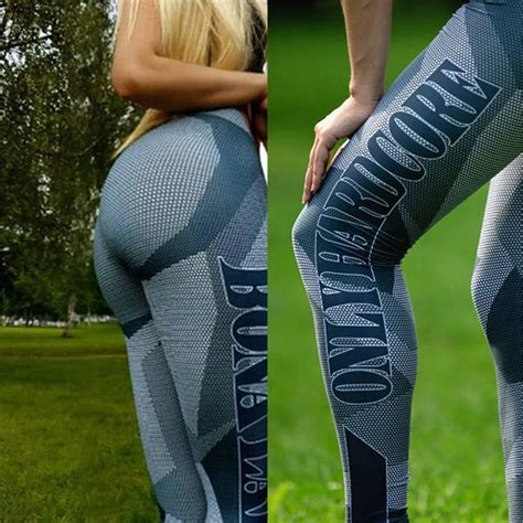 2018 Printed Yoga Pants Fitness Sport Leggings Push Up Trousers Slim Tights Women Workout Sexy