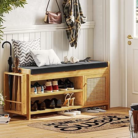 Amazon Anmytek Rattan Shoe Bench Entryway Bench With Shoe Storage