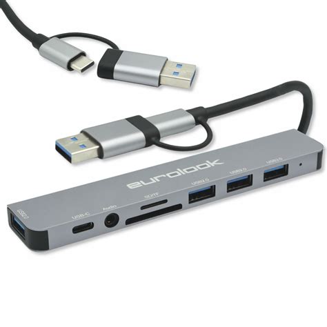 Hub Adapter Uniwersalny Rozdzielacz Usb C W Czytnik Sd Usb Audio