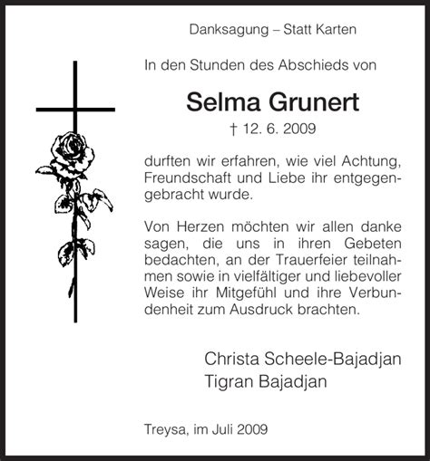 Traueranzeigen Von Selma Grunert Trauer Hna De