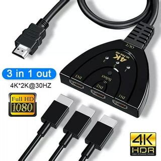 3-Port HDMI-compatible Splitter Switch Cable 2ft 3 In 1 out Auto High Speed Switcher Splitter ...