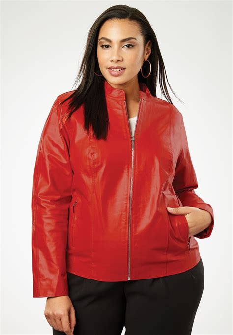 Zip Front Leather Jacket Plus Size Leather And Suede Fullbeauty Leather Jacket Winter