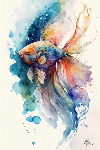 Premium AI Image A Watercolor Painting Of A Goldfish