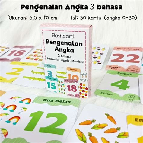 Jual Jual Flashcard Angka 3 Bahasa Kartu Pintar Anak Belajar