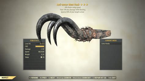 3 Anti Armor Meat Hook Swing Speed Block Fallout 76 Pc Buy