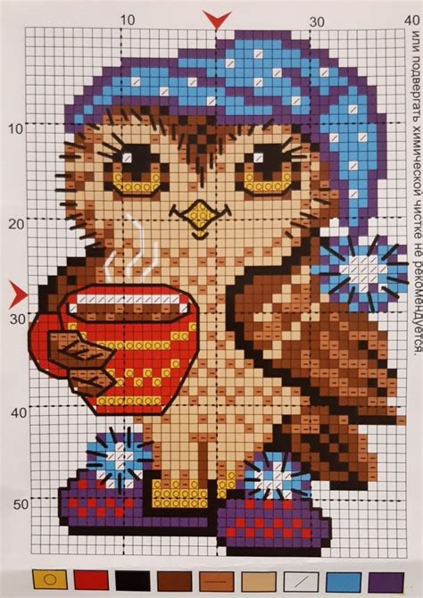 Вышивка крестом "Кофейного утра!" 40×56 кл | Вышивки дисней, Совята ...