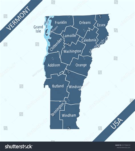 Vermont Counties Map Outlines Labeled Stock Vector Royalty Free 1917596510 Shutterstock