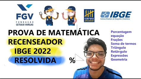 Prova Do Ibge Fgv Recenseador Matem Tica Resolvida Youtube