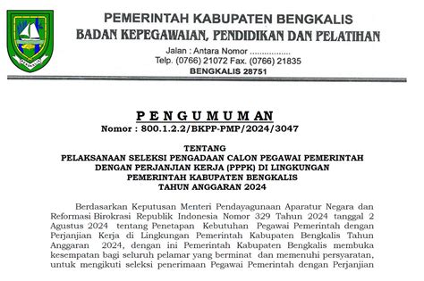 Pemkab Bengkalis Buka Formasi Pppk Tahun Prodesa News