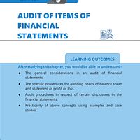 ICAI Notes Audit Of Items Of Financial Statements Auditing And