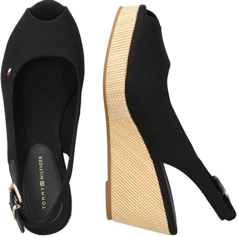 Tommy Hilfiger Iconic Elba Slingback Wedges Fw Fw Black Desde