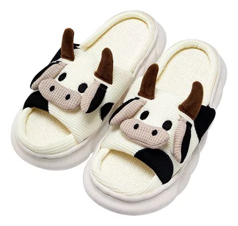 Pantuflas De Vaca De Mujer Algod N Y Lino Silenciosas Suaves Mercadolibre