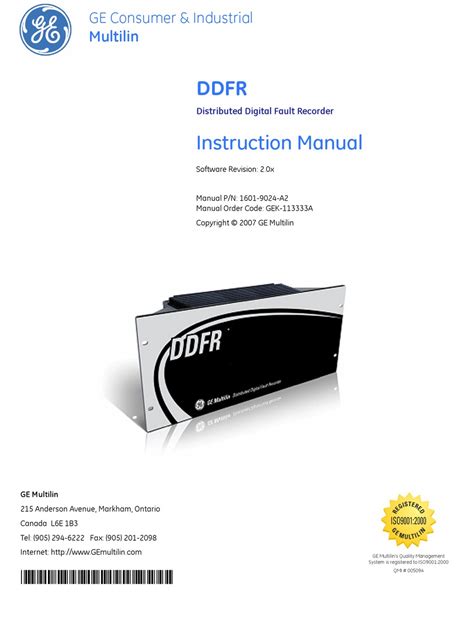 Ge Multilin Ddfr Instruction Manual Pdf Download Manualslib