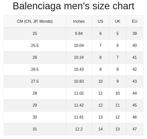 Size Chart For Balenciaga Balenciaga Shoe Size Chart Do T