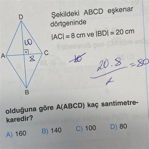 Ekildeki Abcd E Kenar D Rtgeninde Ac Cm Ve Bd Cm Oldu Una