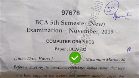 Mdu Bca Th Sem Computer Graphics Question Paper Youtube