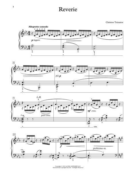 Reverie Sheet Music Christos Tsitsaros Educational Piano