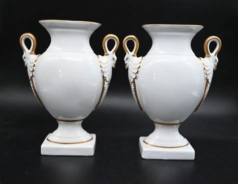 Proantic Limoges Paire De Vases En Porcelaine