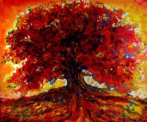 Crimson Tree Sunset By Marcia Baldwin From Abstracts