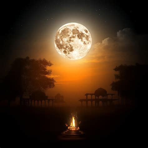 Happy Sharad Purnima Festival Background Premium Ai Generated Image