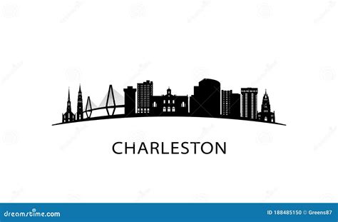 Charleston Skyline, Monochrome Silhouette. Cartoon Vector ...