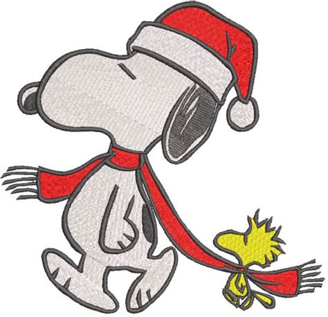 Snoopy Christmas Walking Embroidery Design Embroideres Studio