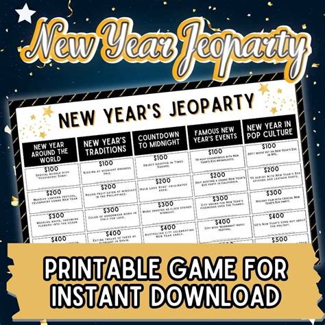 New Years Jeopardy Printable New Years Countdown New Year S Games