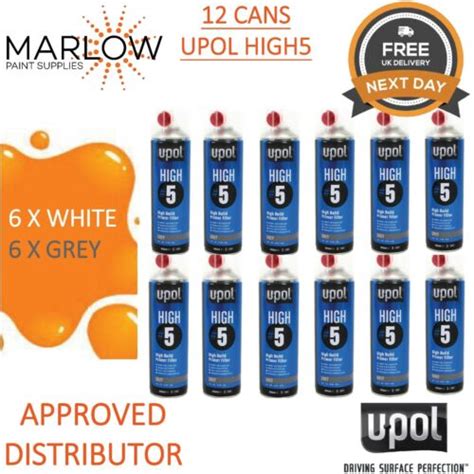 UPOL HIGH 5 HIGH BUILD PRIMER AEROSOL 6 X GREY 6 X WHITE 12 AEROSOL