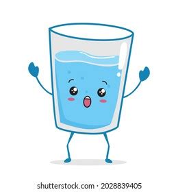 Cute Funny Happy Water Glass Character Stock Vector Royalty Free