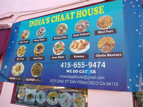 Menu at India's Chaat House restaurant, San Francisco