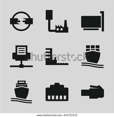 Port Icons Set Set 9 Port Stock Vector Royalty Free 641722132