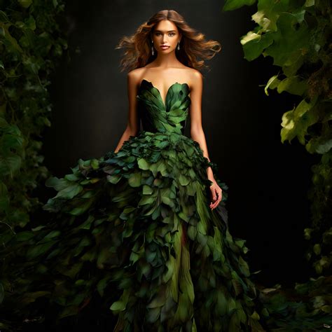 Nature Inspired Dress As Worn By A Model On The Met Gala Red By