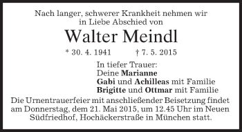 Traueranzeigen Von Walter Meindl Trauer Merkur De