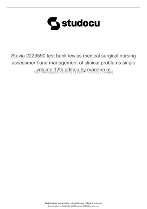 TESTBANK FOR LEWIS MEDICAL SURGICAL NURSING, 12TH EDITION (CHAPTER 1