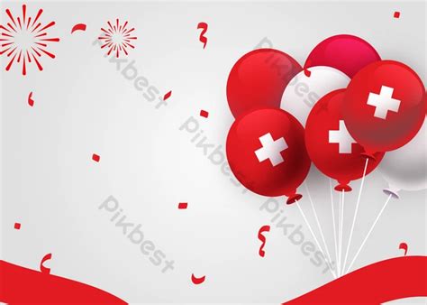 Swiss National Day Cartoon Balloons And Fireworks | PSD Free Download - Pikbest