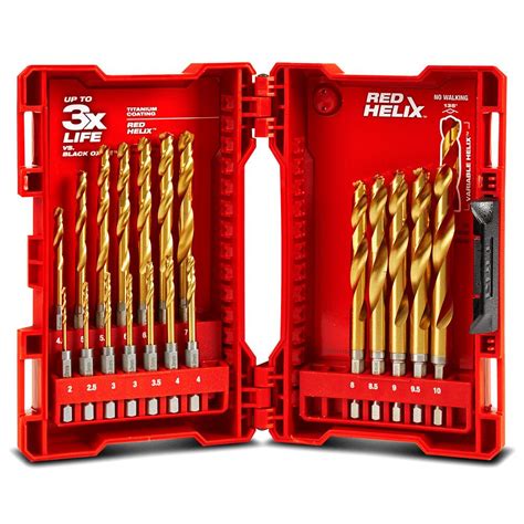 New Milwaukee 19pce Shockwave Red Helix Impact Duty Titanium Drill Bit