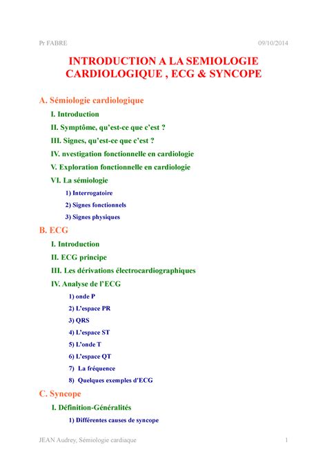 Introduction à la sémiologie cardiologique ECG INTRODUCTION A LA