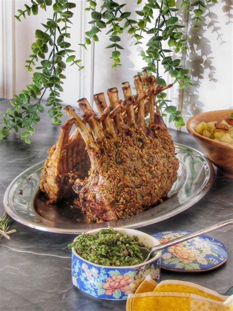 Pistachio Parmesan Crusted Rack Of Lamb With Mint Chimichurri Recipe