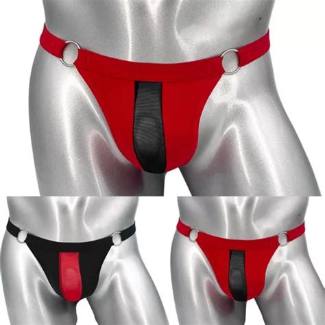 Sexy Men Lingerie Open Front Hole Jockstrap Mini Thong G String Briefs