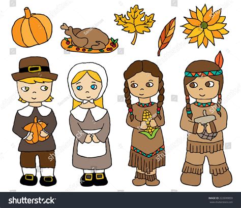 Hand Drawn Thanksgiving Characters Icons Stock Vector (Royalty Free ...