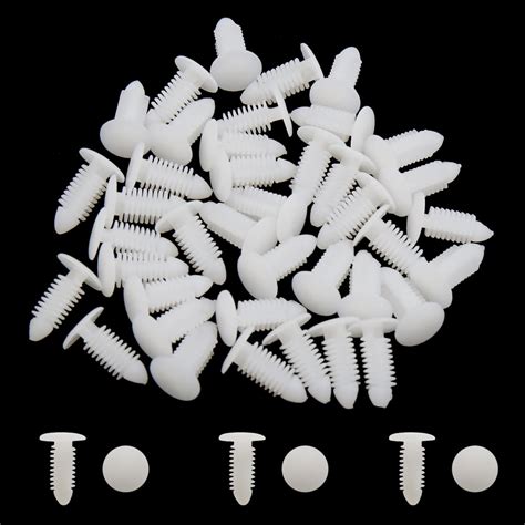 40Pcs White Plastic Rivets Splash Guard Fastener Push Type Clips 8 x 6 ...