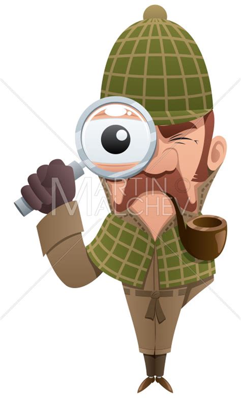 Detective 2 Vector Cartoon Clipart Illustration Investigator Sleuth