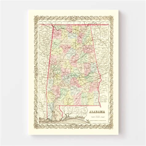 Vintage Map Of Alabama By Ted S Vintage Art